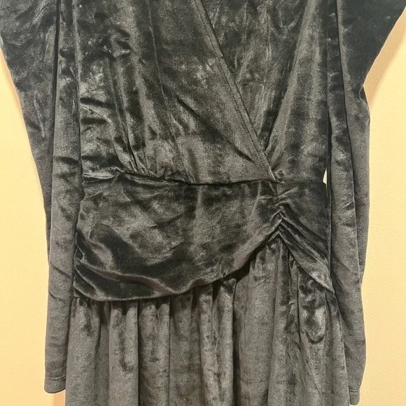 & Other Stories Puff Shoulder Long Sleeve Velvet Black Dress Romantic Goth - Picture 6 of 9